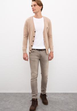 Erkek Camel Melanj  Triko Hırka Basic - 50206757027