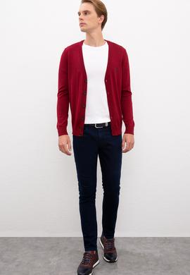 Erkek Bordo  Triko Hırka Basic - 50206757038