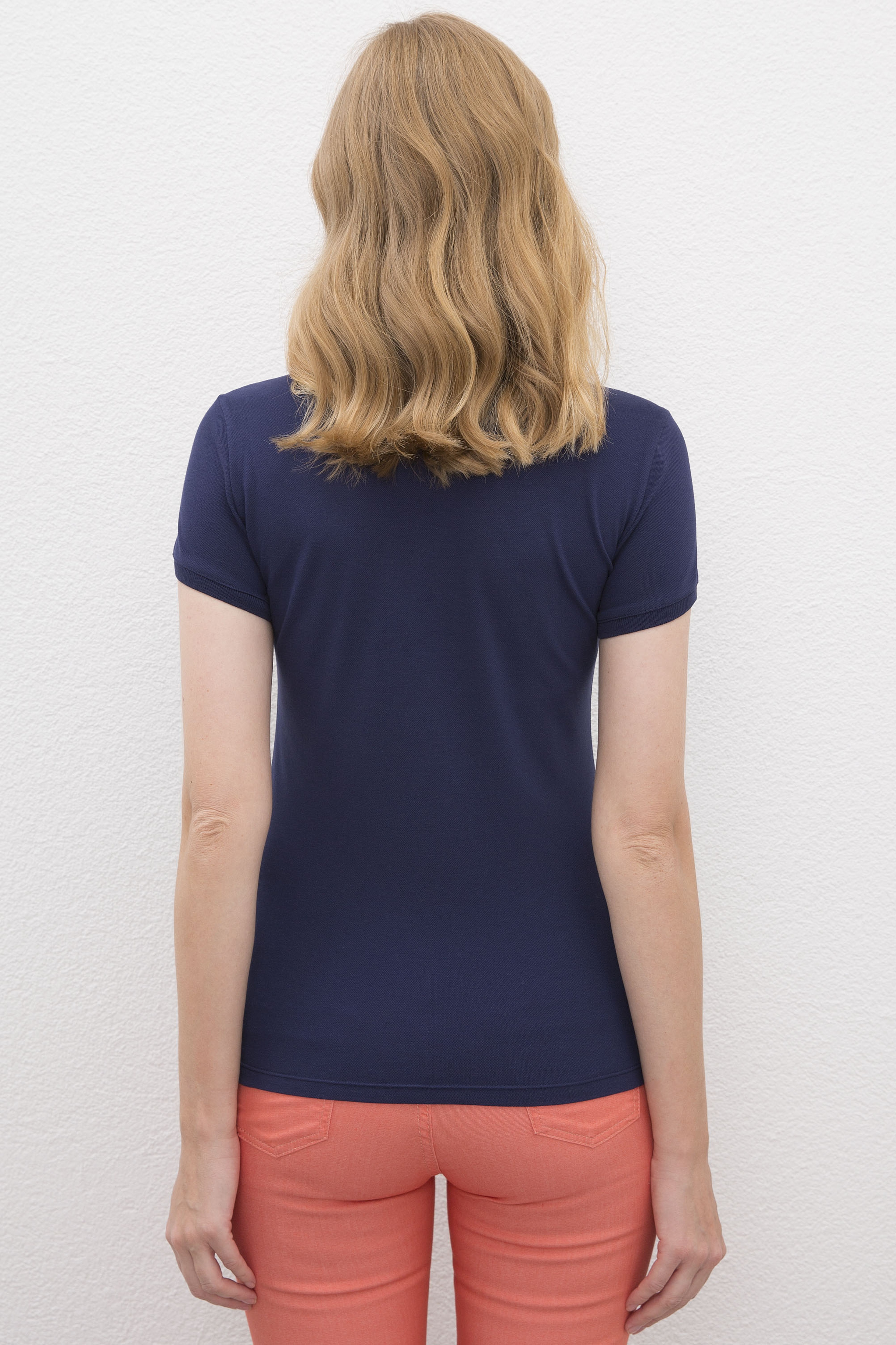 Kadın Lacivert Polo Yaka T-Shirt - Image 3