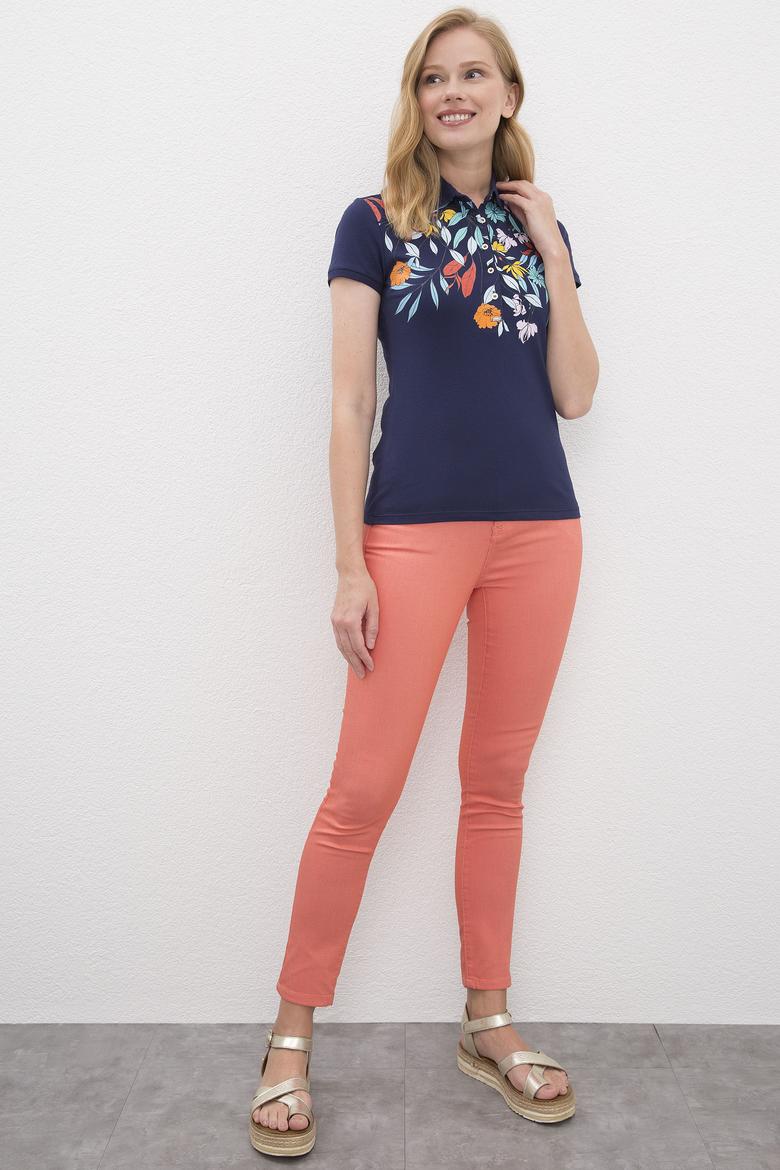 Kadın Lacivert Polo Yaka T-Shirt - 50217836011