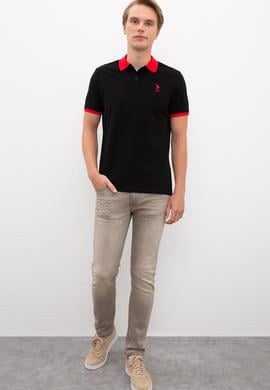 Erkek Siyah Polo Yaka T-Shirt - 50218823037