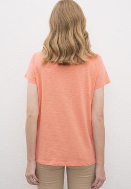 Kadın Somon Bisiklet Yaka T-Shirt - 50219882017