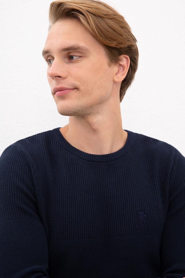 Erkek Lacivert Bisiklet Yaka Triko Kazak - 50223879010