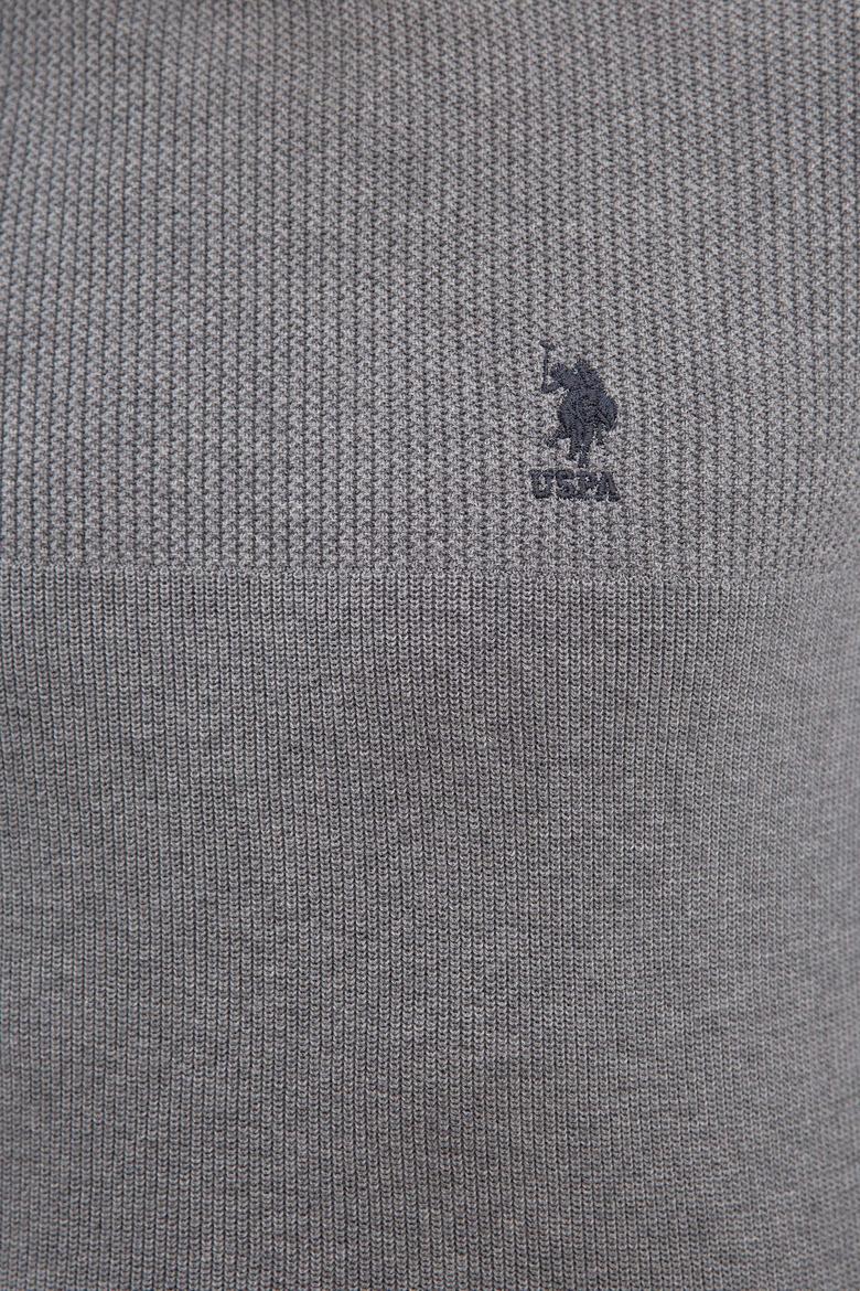 Erkek Gri Melanj Bisiklet Yaka Triko Kazak - 50223879038