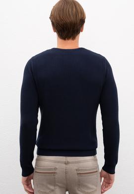 Erkek Lacivert Bisiklet Yaka Triko Kazak - 50223879010