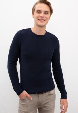 Erkek Lacivert Bisiklet Yaka Triko Kazak - 50223879010