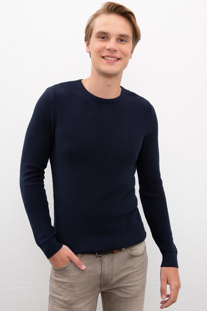 Erkek Lacivert Bisiklet Yaka Triko Kazak