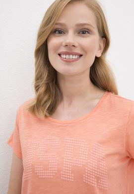 Kadın Somon Bisiklet Yaka T-Shirt - 50219882017