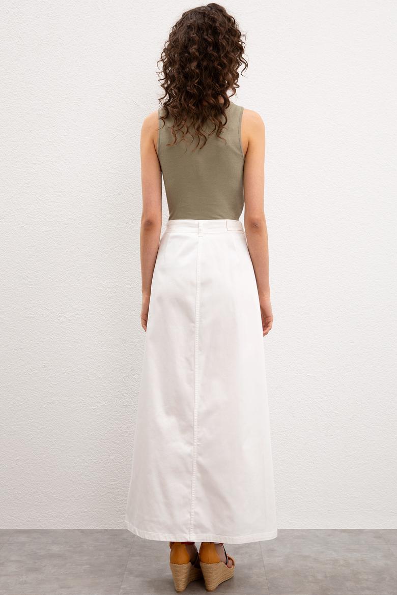 Kadın Beyaz Dokuma Etek - 50218481028