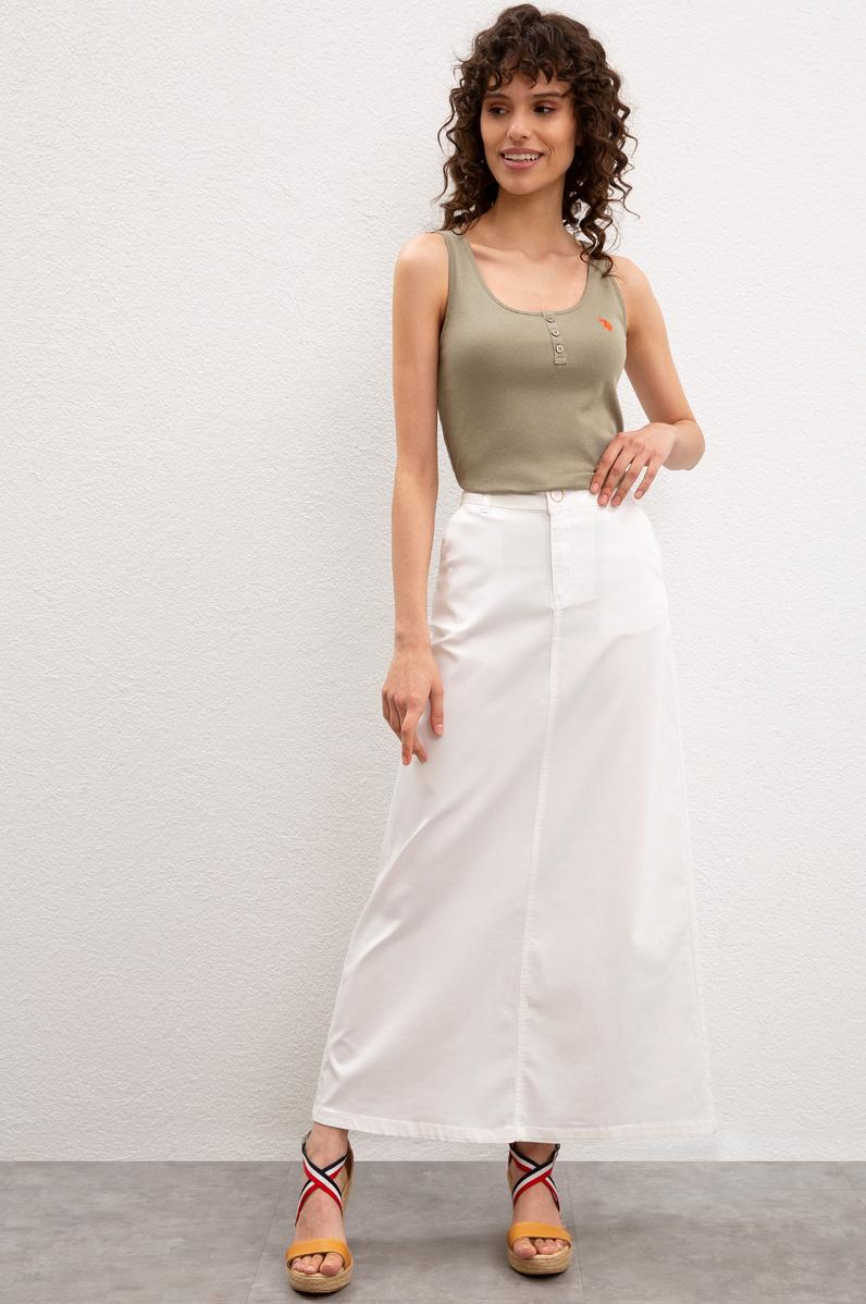 Kadın Beyaz Dokuma Etek