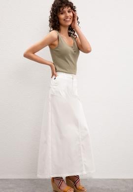 Kadın Beyaz Dokuma Etek - 50218481028
