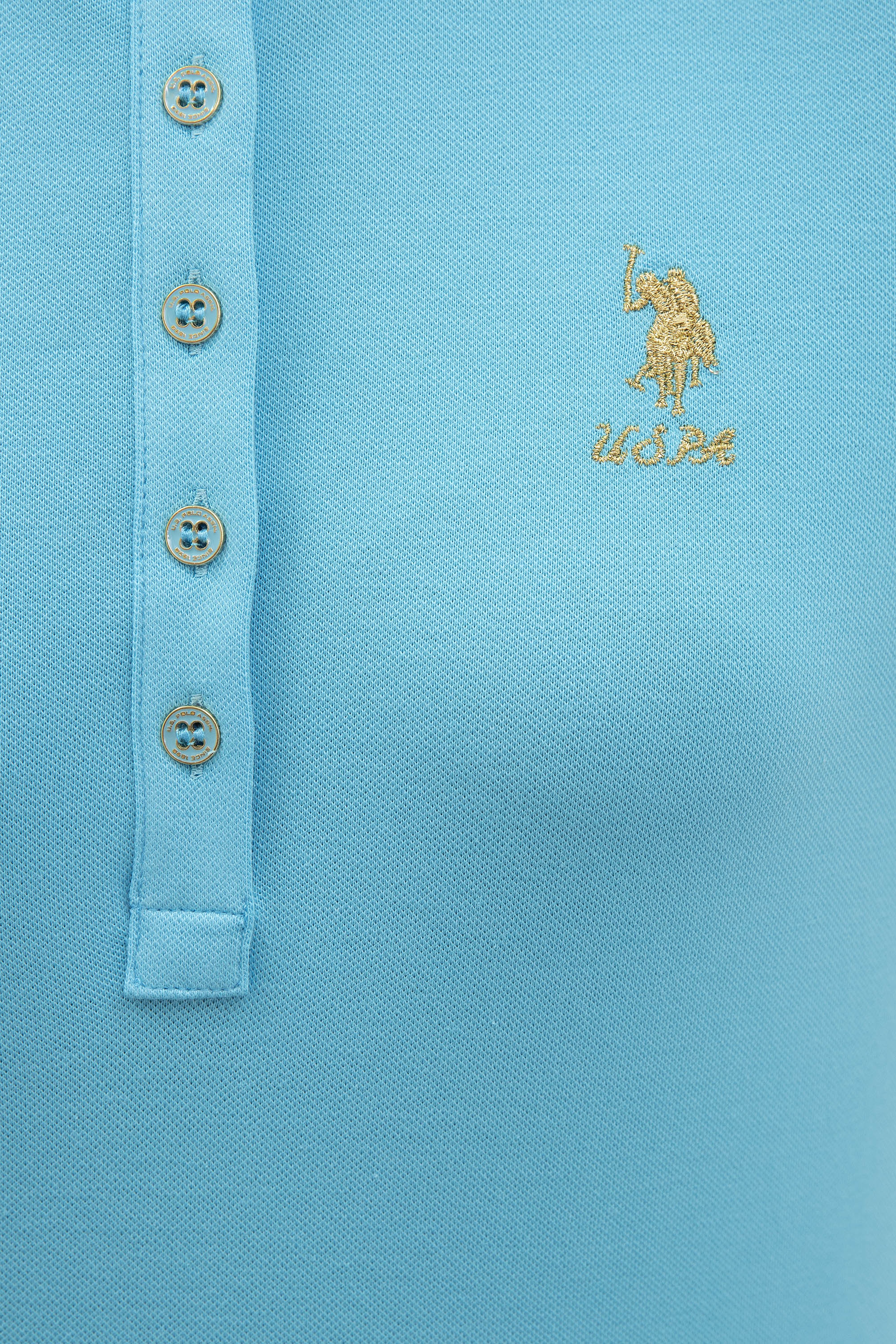 Kadın Turkuaz Polo Yaka T-Shirt Basic - Image 5