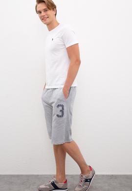 Erkek Gri Melanj  Örme Şort - 50218873002