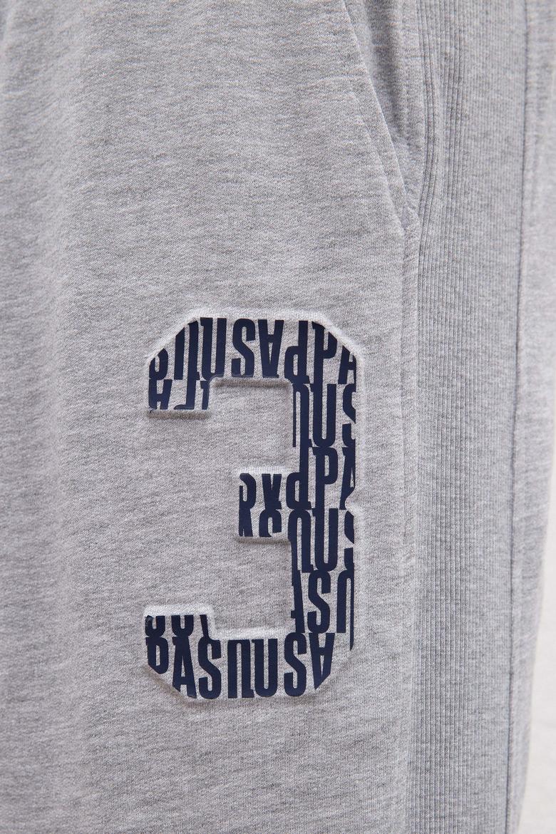 Erkek Gri Melanj  Örme Şort - 50218873002