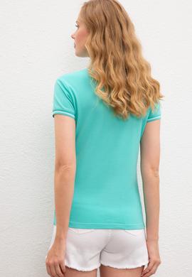 Kadın Mint Polo Yaka Tişört - 50222326035