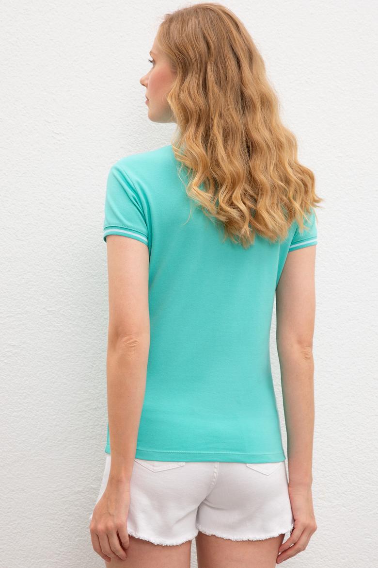 Kadın Mint Polo Yaka Tişört - 50222326035