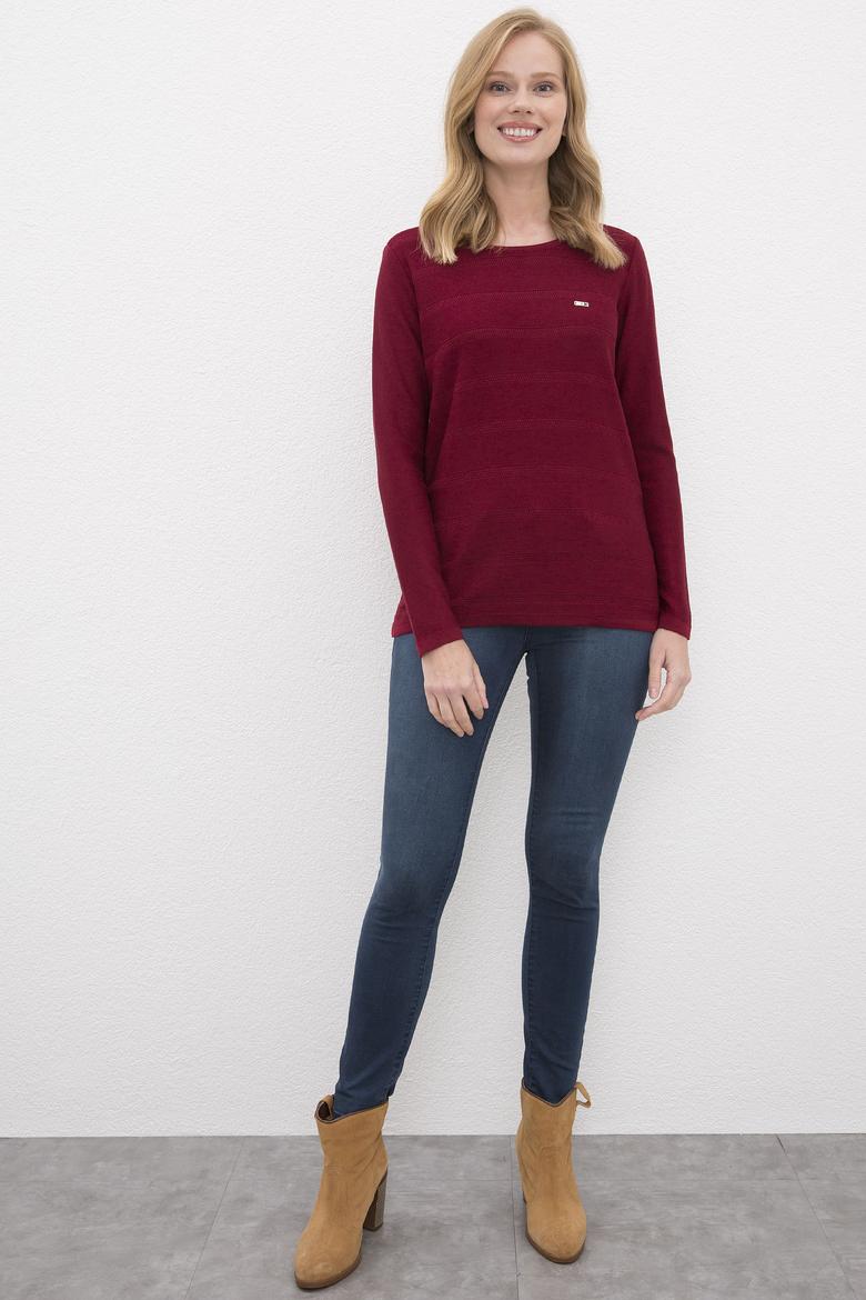 Kadın Kırmızı Triko Kazak - 50223976032