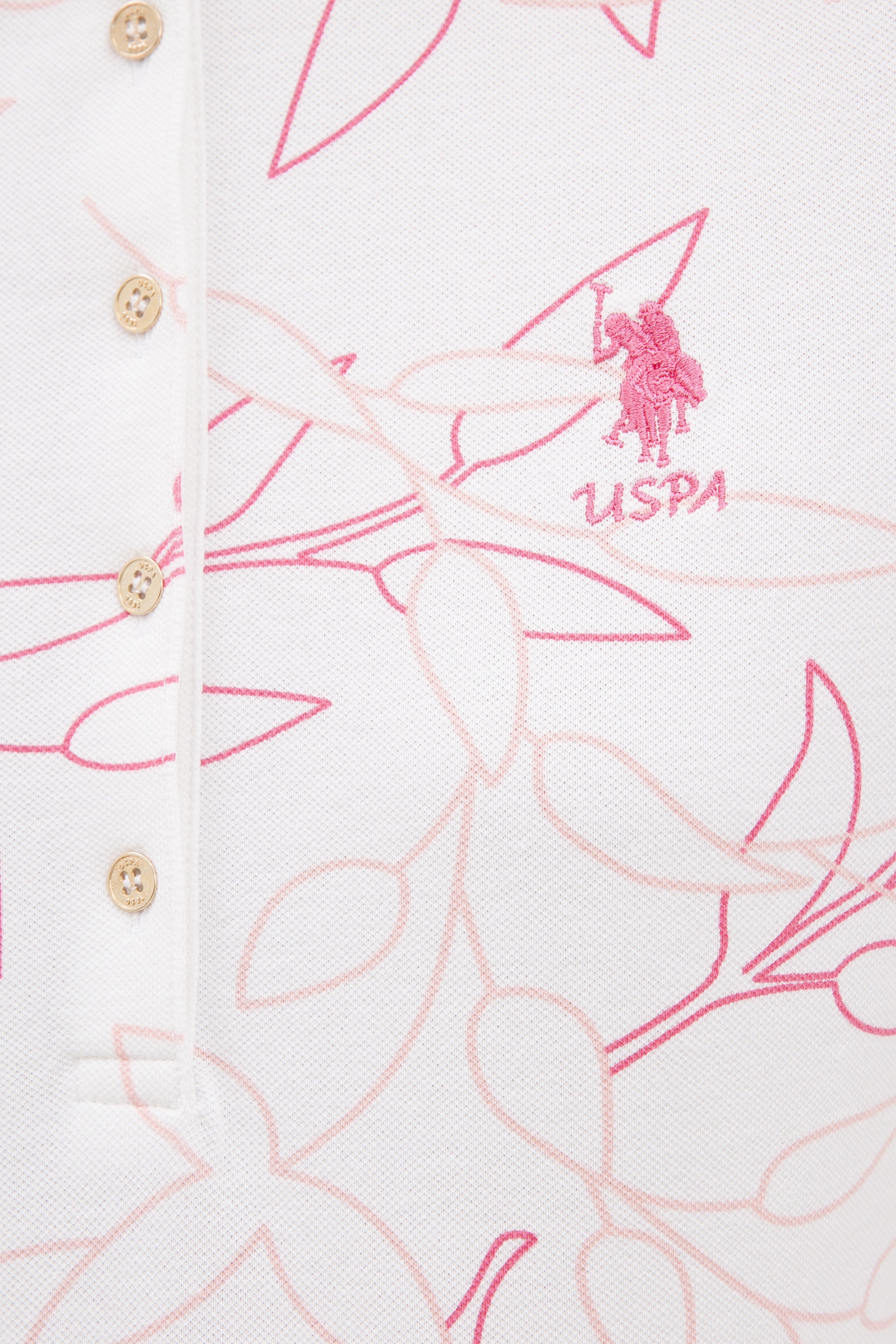 Kadın Pembe Polo Yaka T-Shirt - Image 5