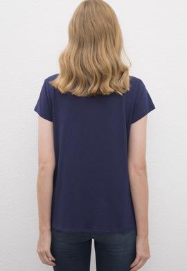 Kadın Lacivert Bisiklet Yaka T-Shirt - 50225585005