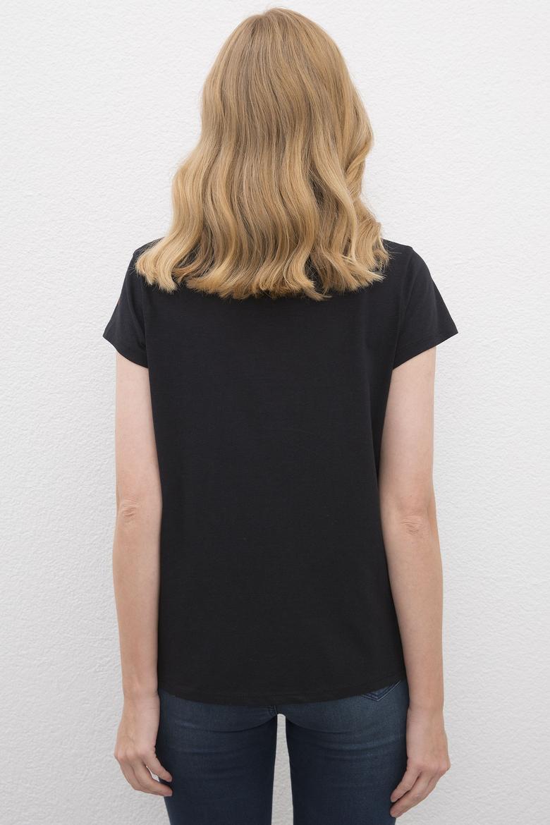 Kadın Siyah Tişört - 50225585023