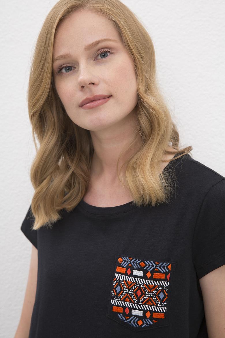 Kadın Siyah Tişört - 50225585023