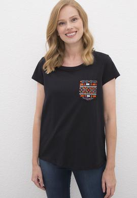 Kadın Siyah Tişört - 50225585023