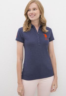 Kadın Lacivert Polo Yaka Basic Tişört - 50221979015