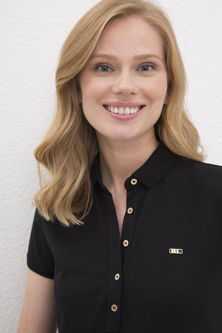 Kadın Siyah Polo Yaka Örme Elbise - 50225487006