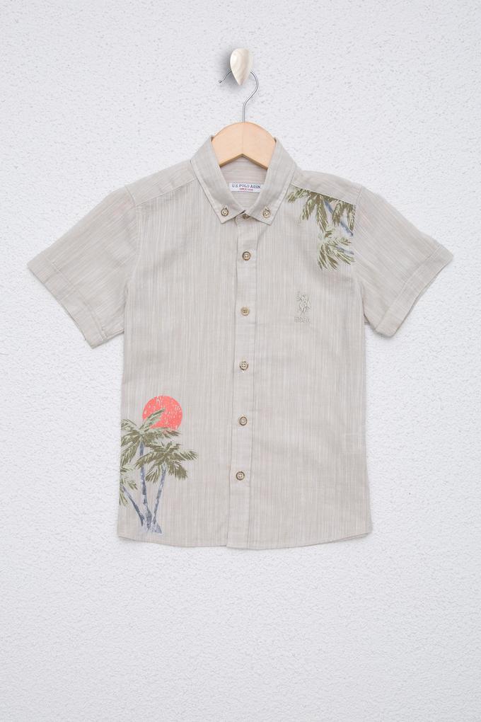 Erkek Çocuk Kum Kısa Kollu Gömlek