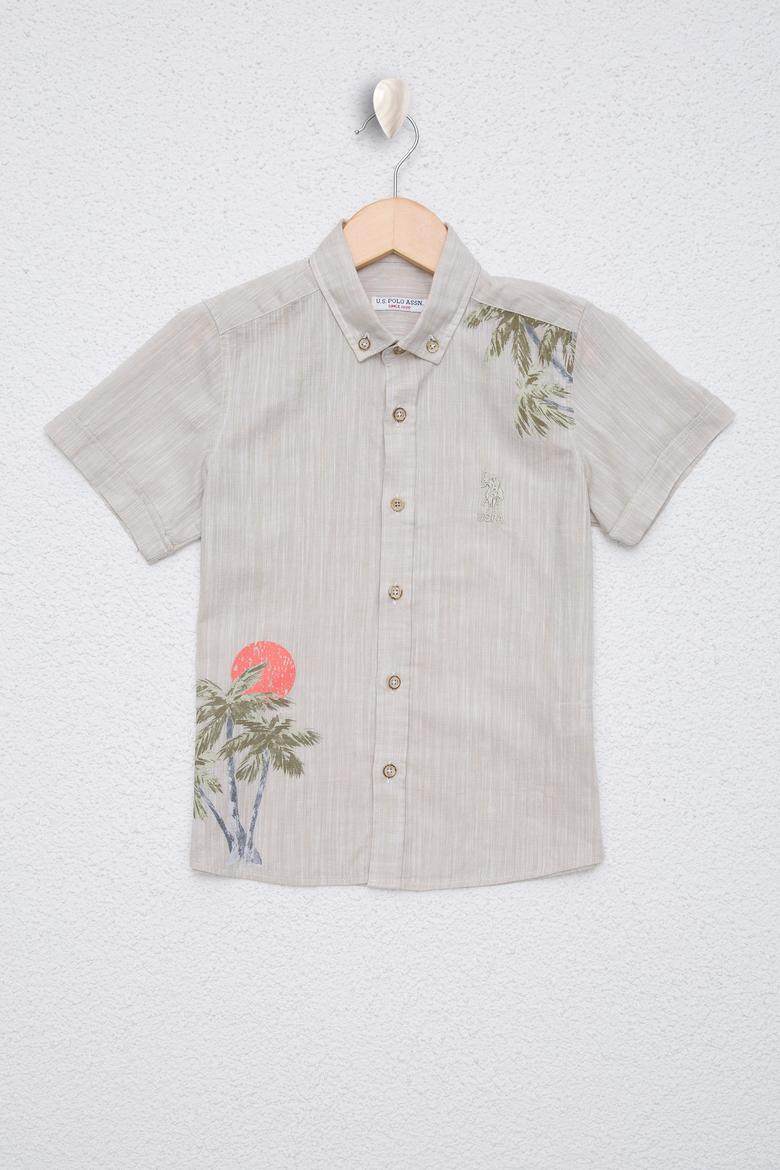 Erkek Çocuk Kum Kısa Kollu Gömlek