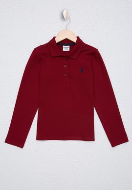 Çocuk Kırmızı Polo Yaka Basic Sweatshirt - 50226154005