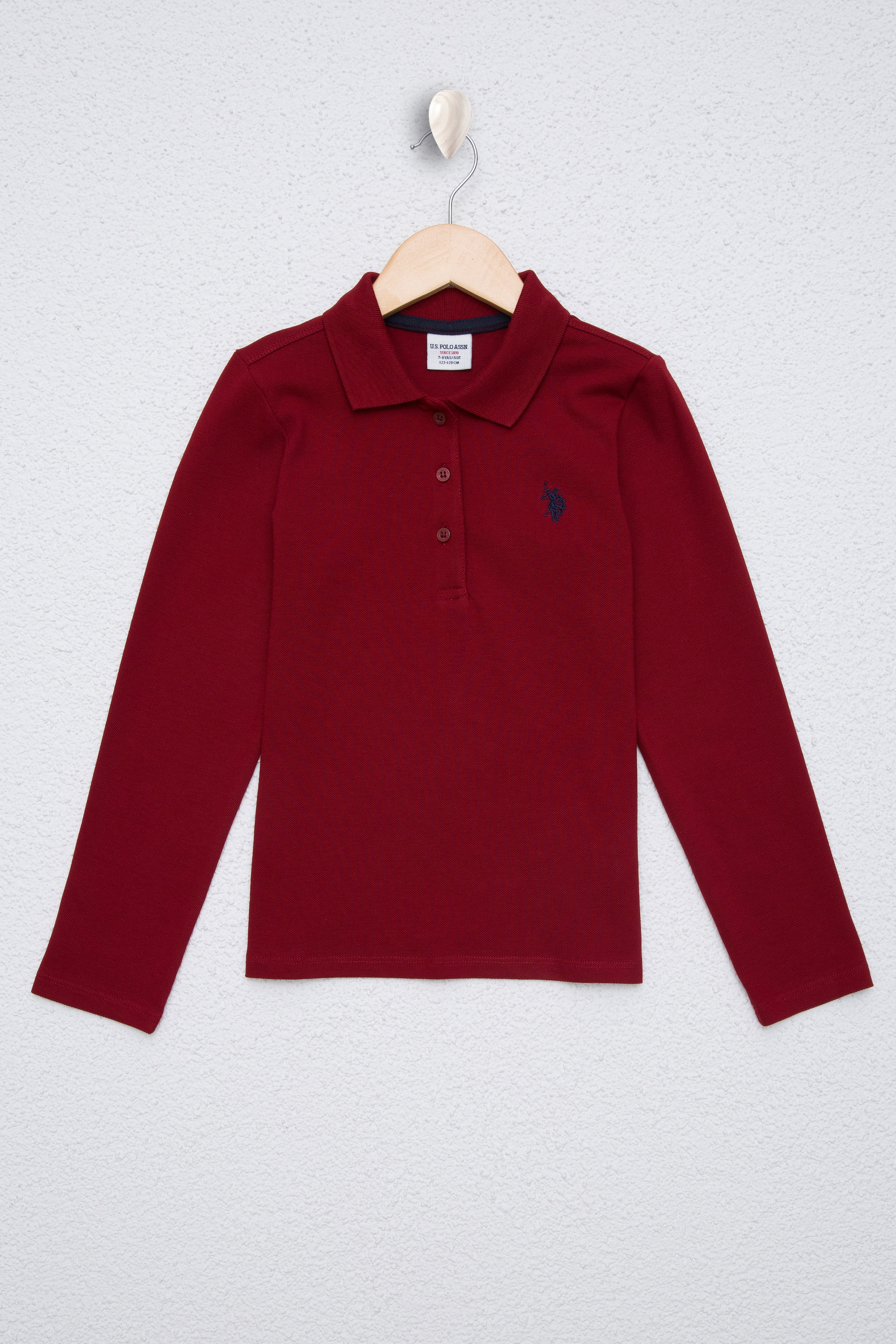 Çocuk Kırmızı Polo Yaka Basic Sweatshirt - Image 1