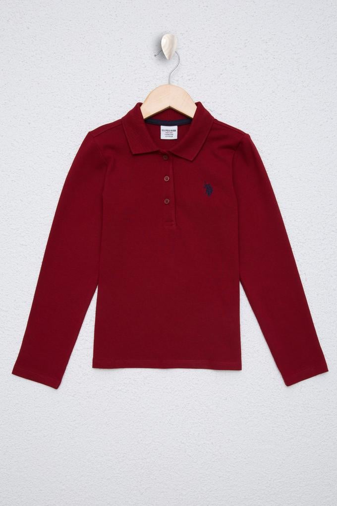 Çocuk Kırmızı Polo Yaka Basic Sweatshirt