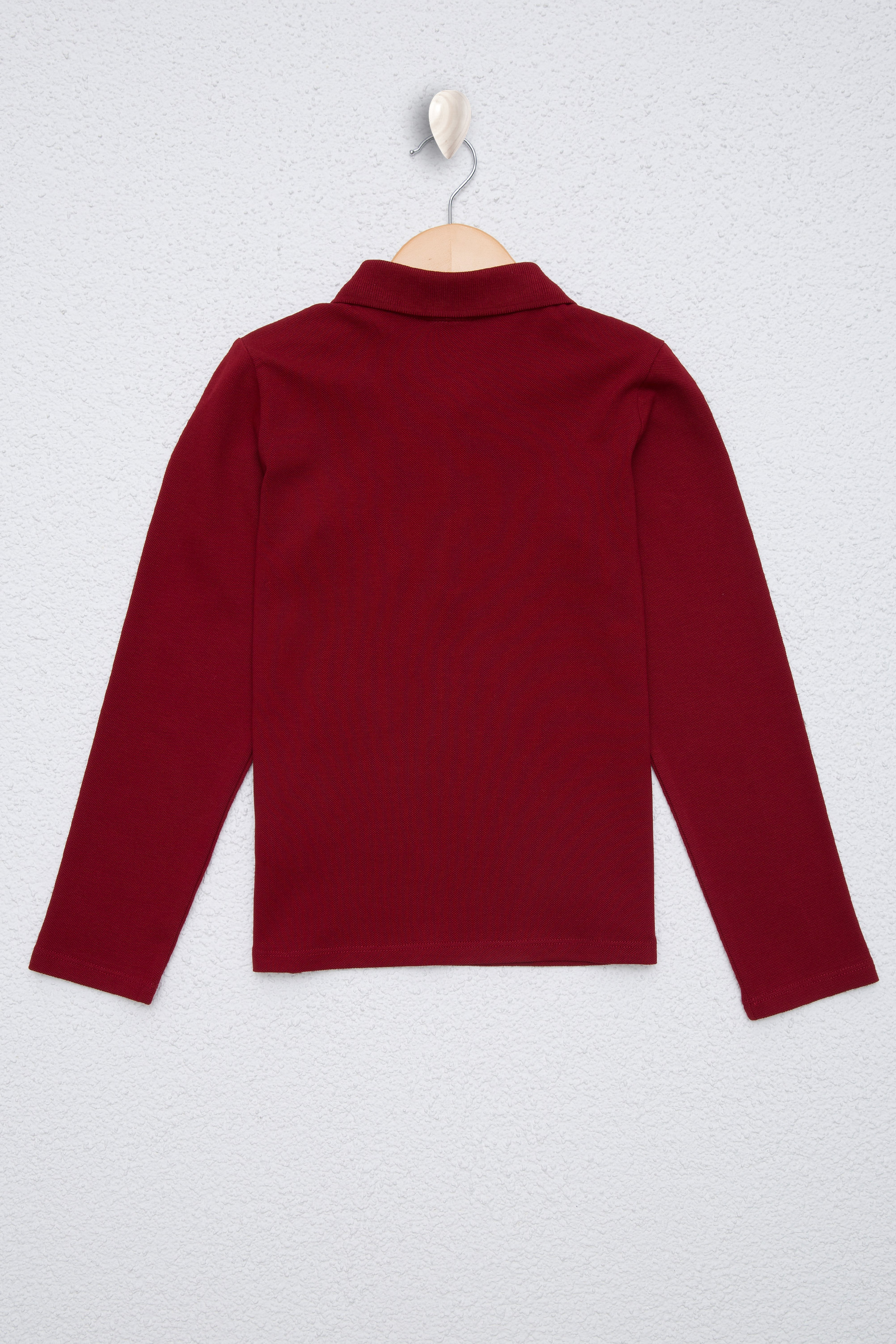 Çocuk Kırmızı Polo Yaka Basic Sweatshirt - Image 2