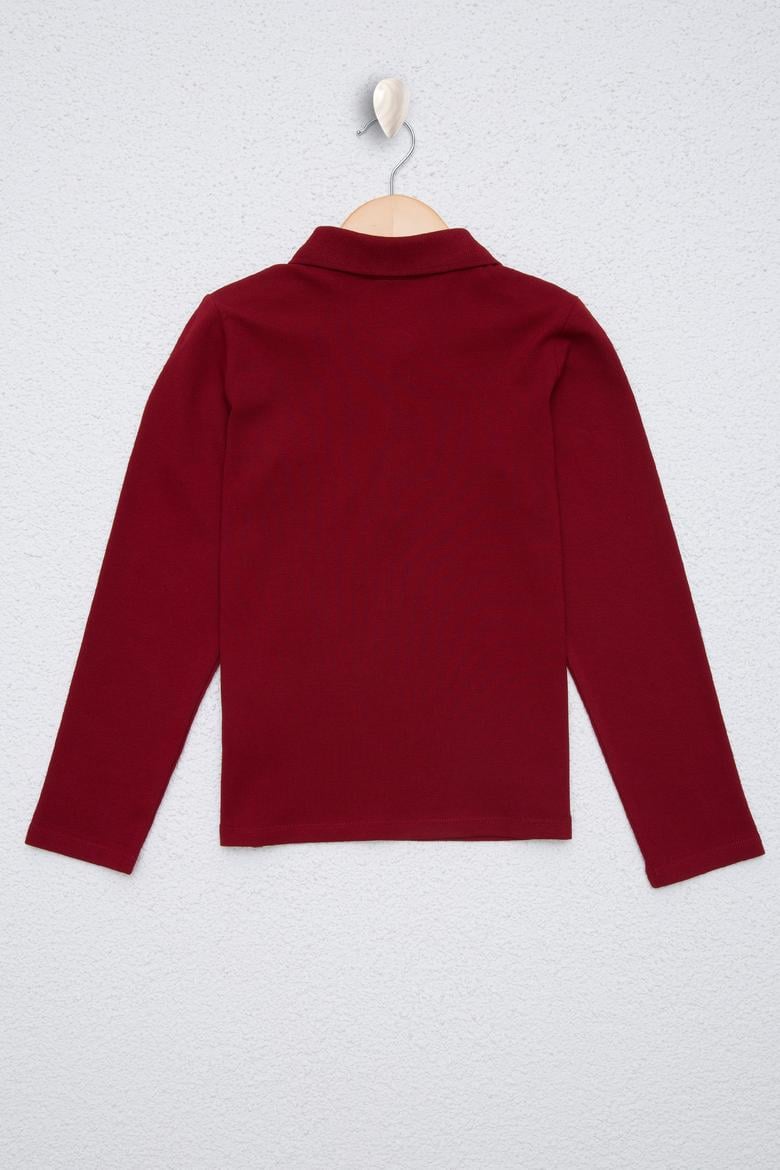 Çocuk Kırmızı Polo Yaka Basic Sweatshirt - 50226154005