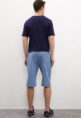 Erkek İndigo  Örme Şort - 50218871035