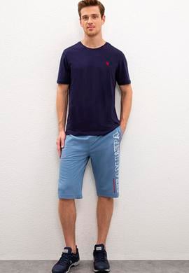 Erkek İndigo  Örme Şort - 50218871035