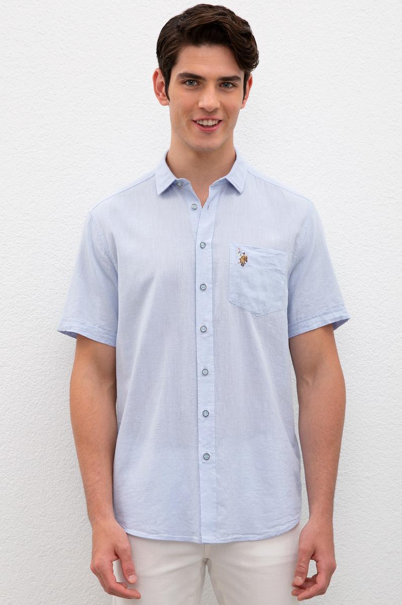 Erkek Mavi Gömlek Kısakol