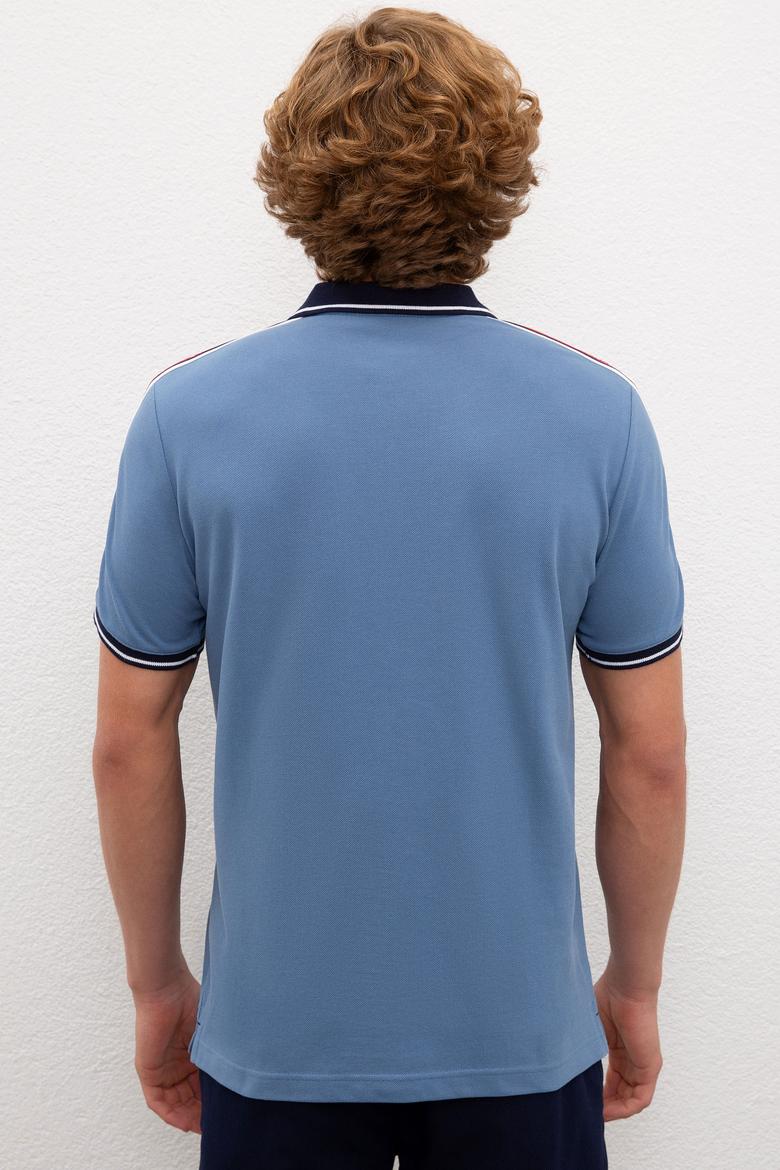 Erkek İndigo Polo Yaka T-Shirt - 50219180031