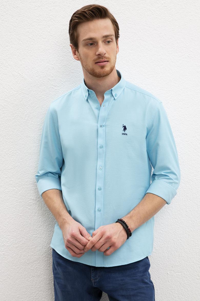 Erkek Yeşil Gömlek Uzunkol Basic