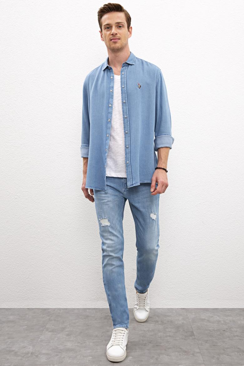 Erkek Mavi Denim Pantolon