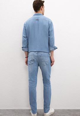 Erkek Mavi Denim Pantolon - 50222395017