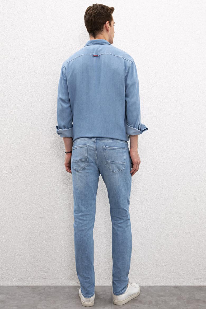 Erkek Mavi Denim Pantolon - 50222395017