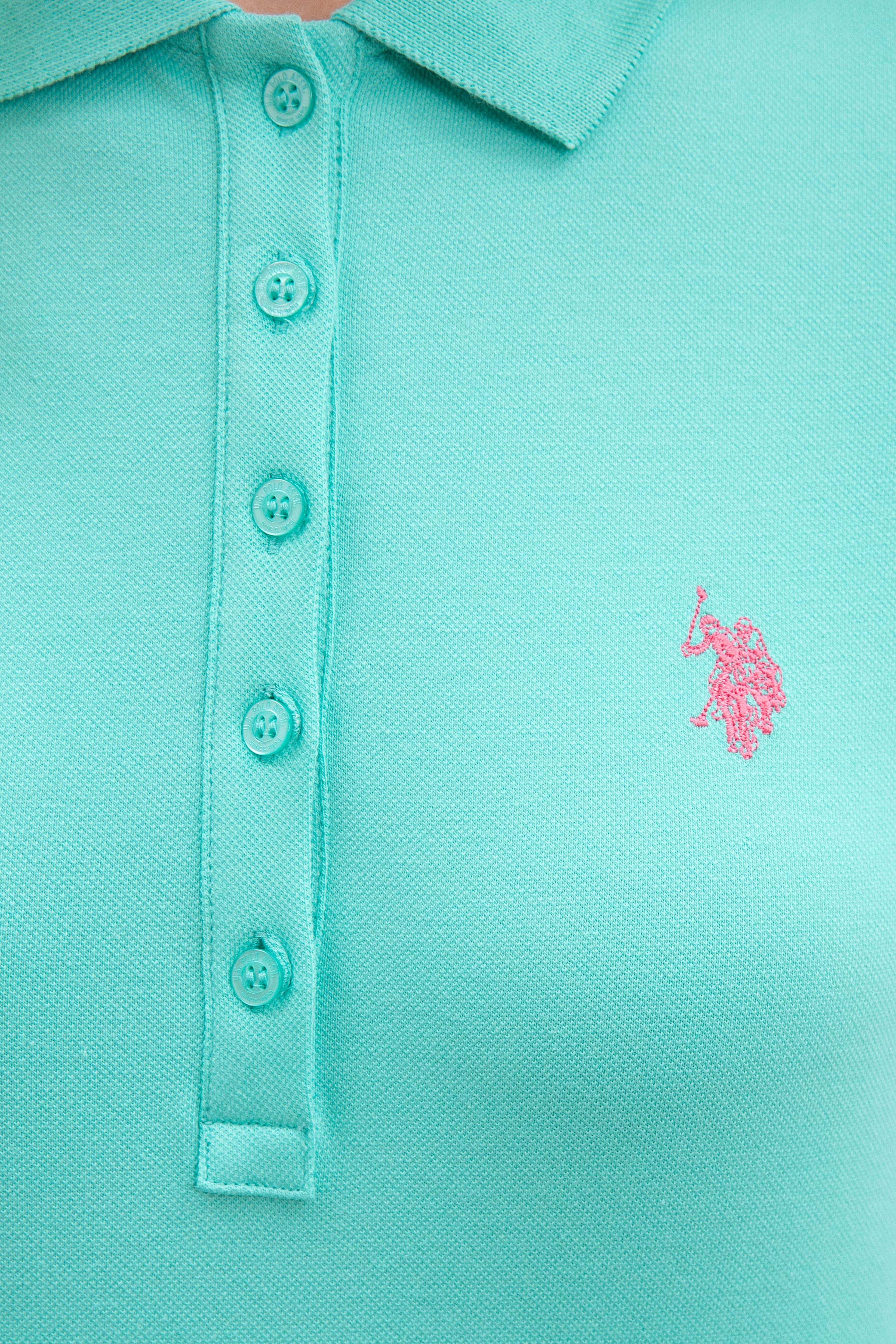 Kadın Mint Basic Polo Yaka Tişört - Image 5