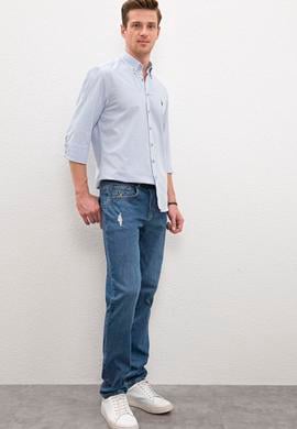 Erkek Mavi Denim Pantolon - 50222861007