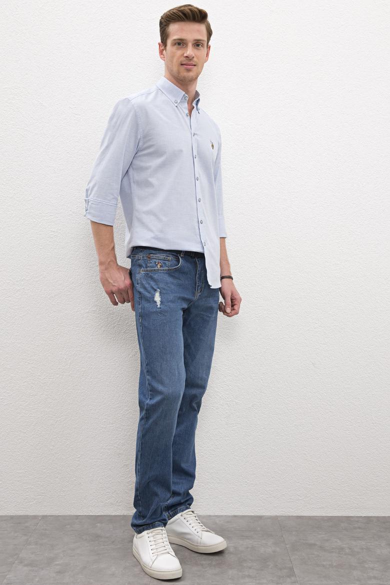 Erkek Mavi Denim Pantolon - 50222861007