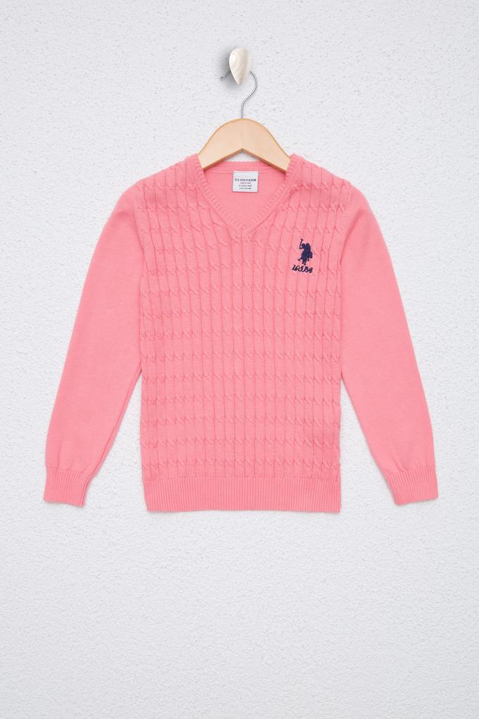 Kız Çocuk Açık Pembe Basic Kazak