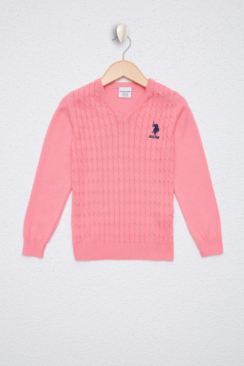 Kız Çocuk Açık Pembe Basic Kazak