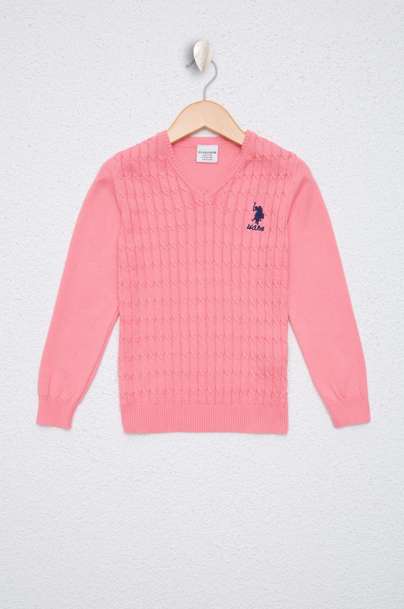 Kız Çocuk Açık Pembe Basic Kazak