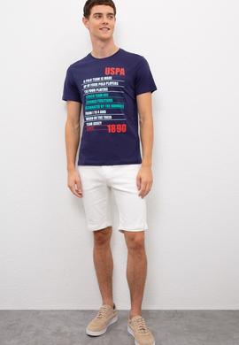 Erkek Lacivert Bisiklet Yaka Tişört - 50217795009